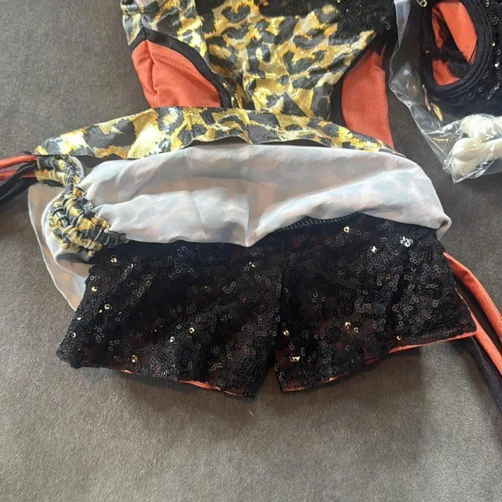 Revolution Dancewear Leopard Print Kids ROAR Dance Costume Size XS NEW